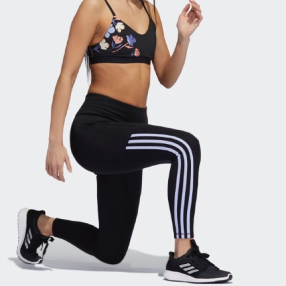 NWT! ADIDAS black Size S 3 stripes 7/8 pocket tights - Picture 3 of 12